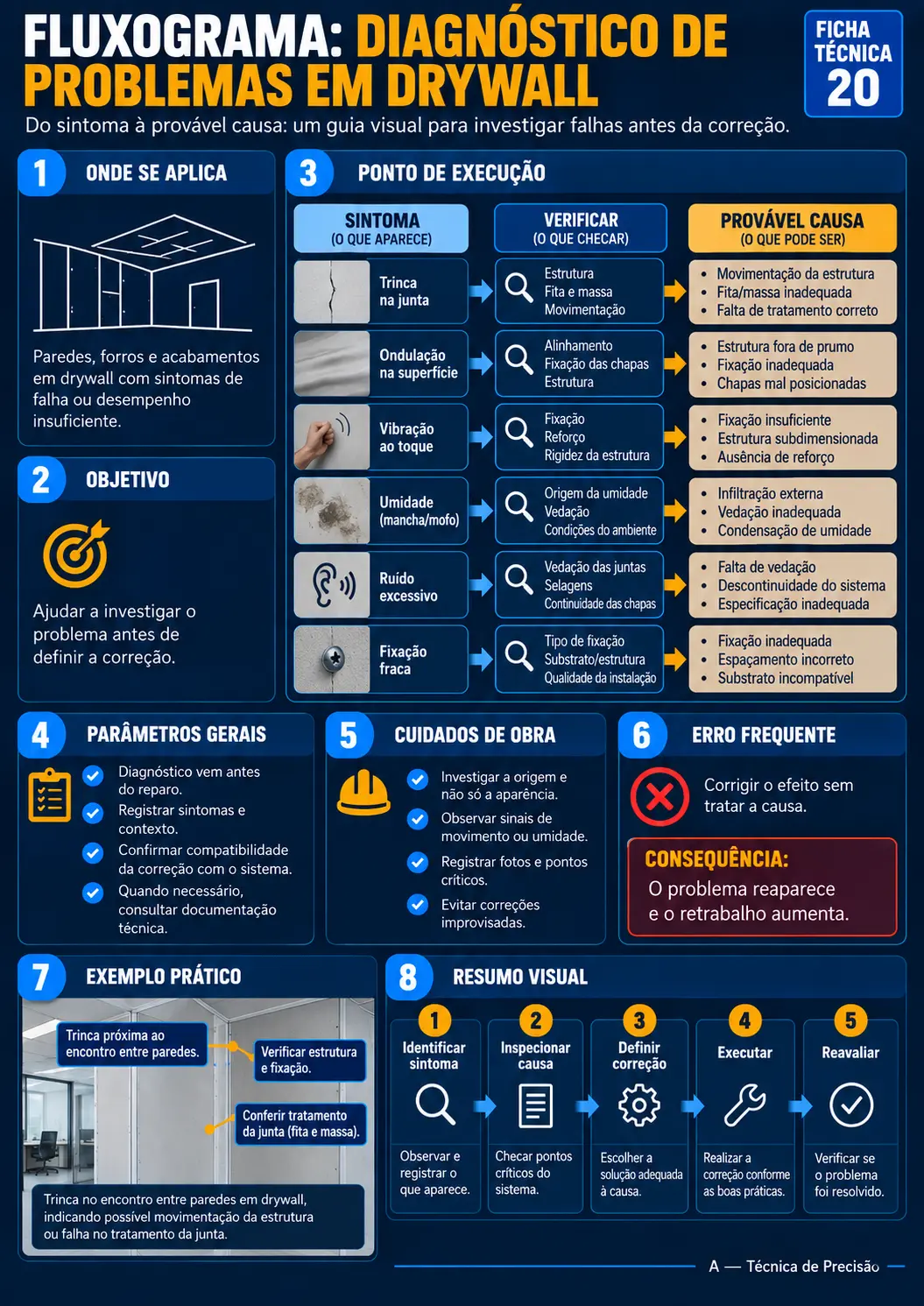 Fluxograma: Diagnóstico de Problemas em Drywall